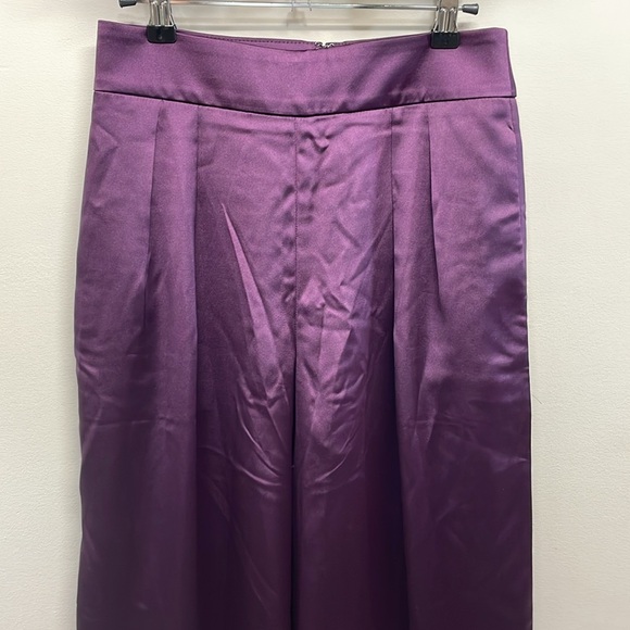 NWT Banana Republic Satin Wide Leg High Rise Trouser Pants Plum Purple 0 - Picture 2 of 16